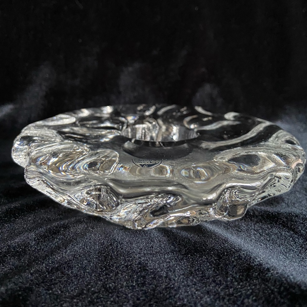 Orrefors Sweden Crystal Walnut 3 Light Votive Tea Light Modern Art Glass Heavy - Picture 2 of 8